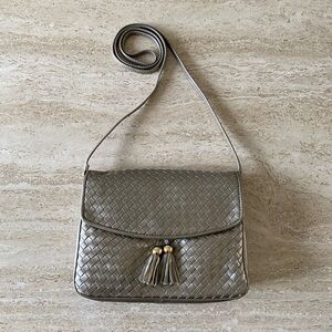 Vintage Ganson Woven Leather Tassel Crossbody